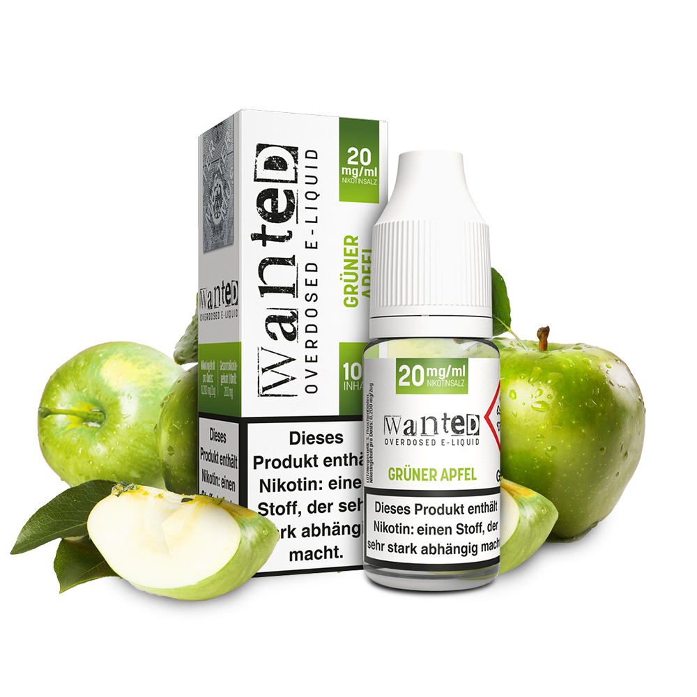 WANTED Grüner Apfel Nikotinsalz Liquid 10ml