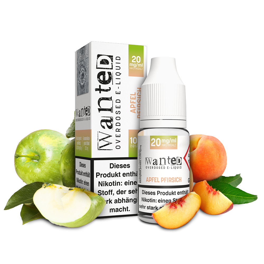 WANTED Apfel Pfirsich Nikotinsalz Liquid 10ml