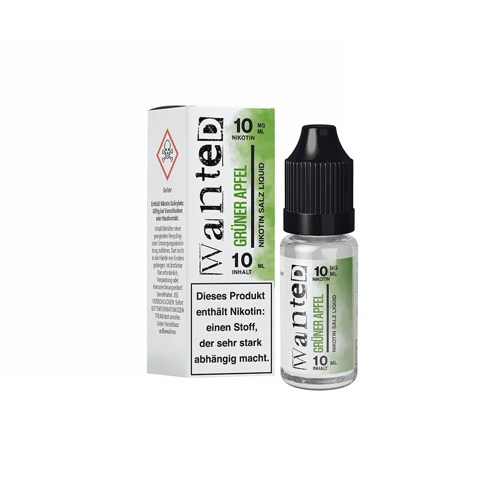 WANTED Grüner Apfel Nikotinsalz Liquid 10ml