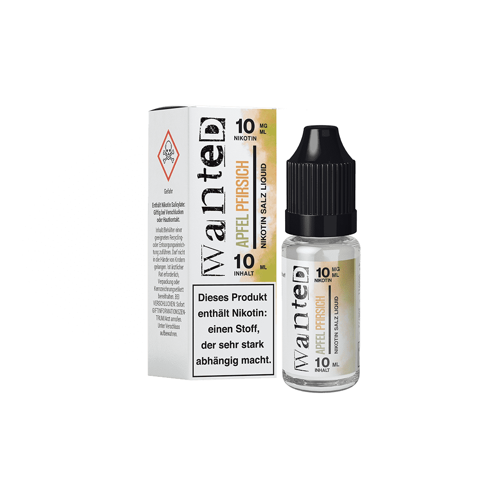 WANTED Apfel Pfirsich Nikotinsalz Liquid 10ml