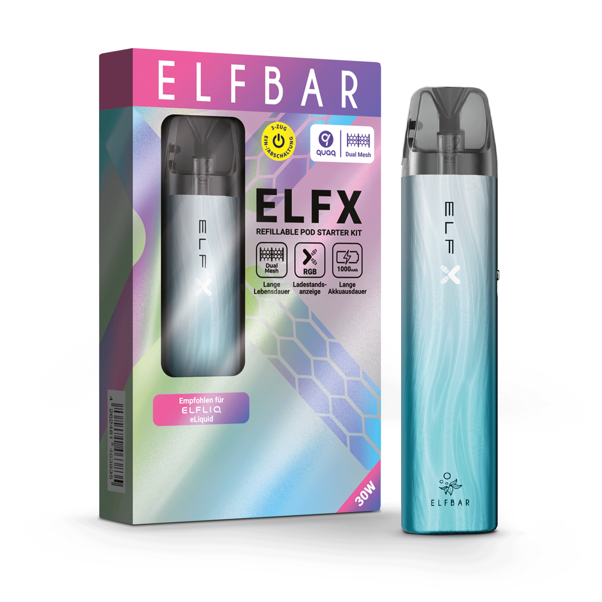 Elfbar ELFX Refillable Kit - Silver blue