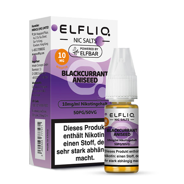 ELFBAR ELFLIQ Blackcurrant Aniseed Nikotinsalz Liquid 10 ml